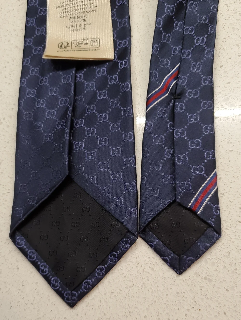 GUCCI Dark Navy Silk GG Jacquard Tie